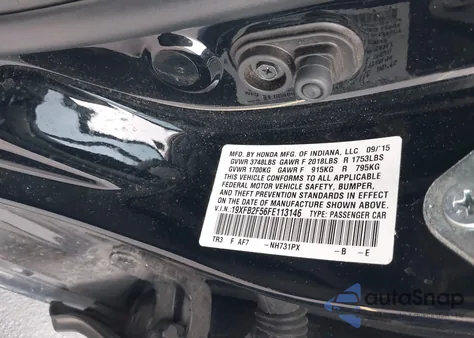 2015 Honda Civic Lx from USA, damaged, VIN 19XFB2F56FE113146